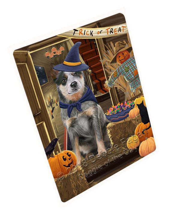 Enter at Own Risk Trick or Treat Halloween Blue Heeler Dog Cutting Board C63501