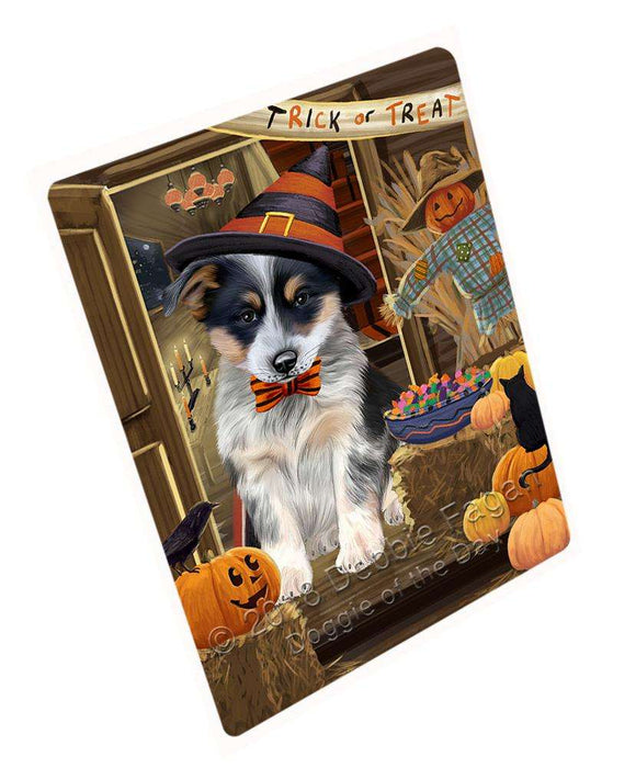 Enter at Own Risk Trick or Treat Halloween Blue Heeler Dog Cutting Board C63513