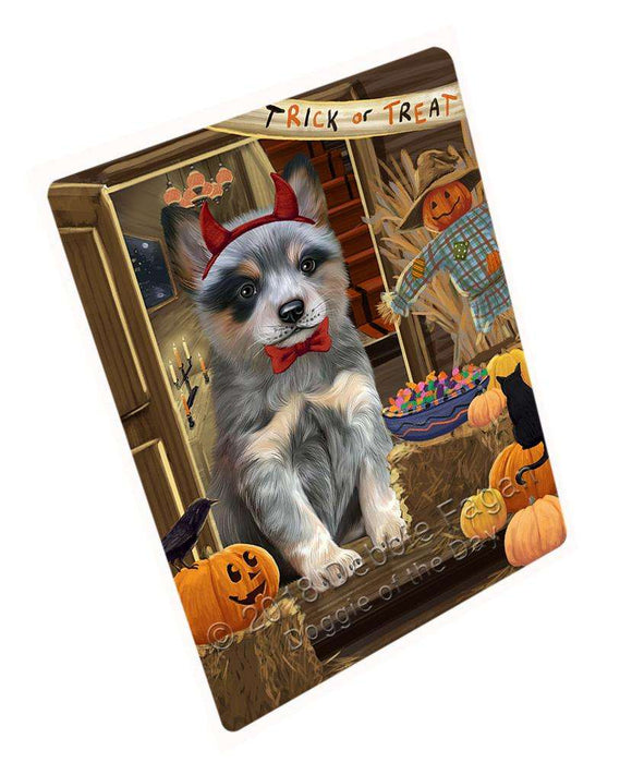 Enter At Own Risk Trick Or Treat Halloween Blue Heeler Dog Magnet Mini (3.5" x 2") MAG63510