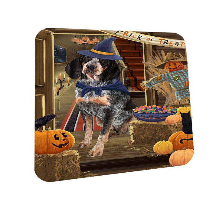 Enter at Own Risk Trick or Treat Halloween Bluetick Coonhound Dog Coasters Set of 4 CST52983
