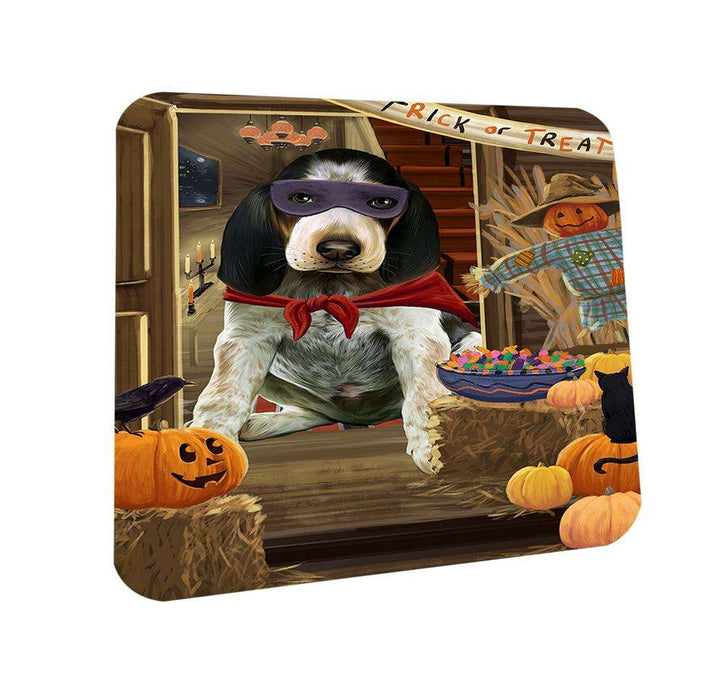Enter at Own Risk Trick or Treat Halloween Bluetick Coonhound Dog Coasters Set of 4 CST52984