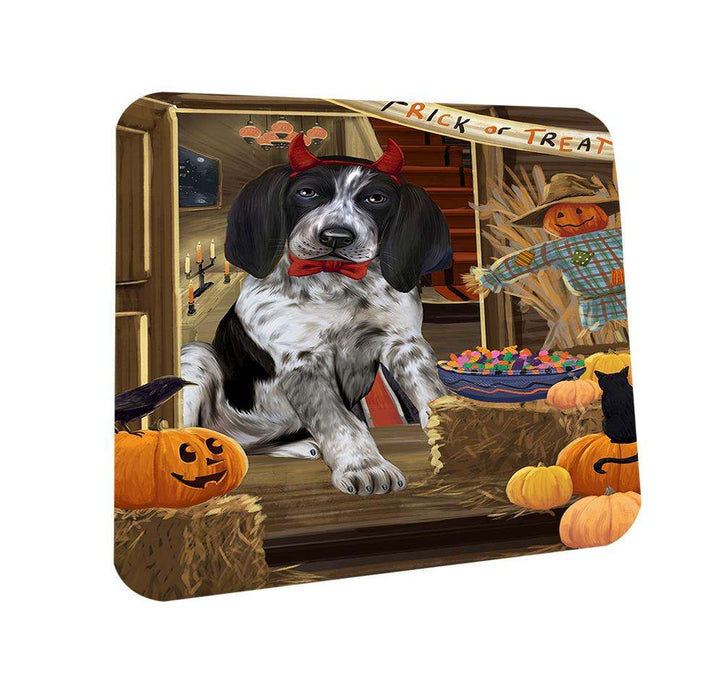 Enter at Own Risk Trick or Treat Halloween Bluetick Coonhound Dog Coasters Set of 4 CST52986