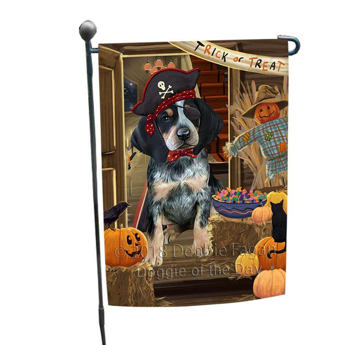Enter at Own Risk Trick or Treat Halloween Bluetick Coonhound Dog Garden Flag GFLG53088
