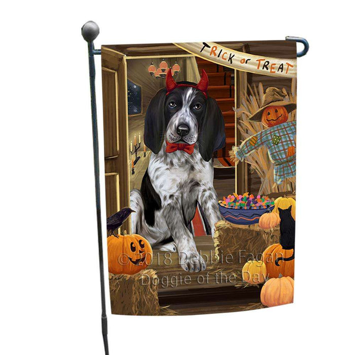Enter at Own Risk Trick or Treat Halloween Bluetick Coonhound Dog Garden Flag GFLG53089