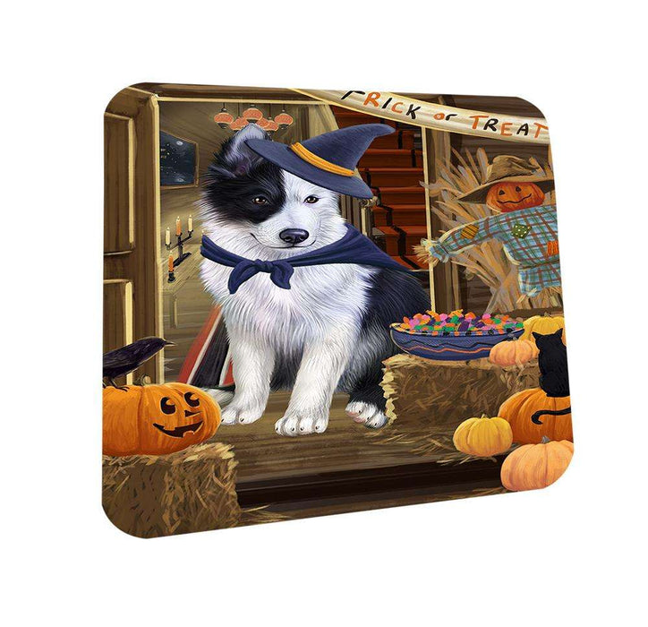 Enter at Own Risk Trick or Treat Halloween Border Collie Dog Coasters Set of 4 CST52988