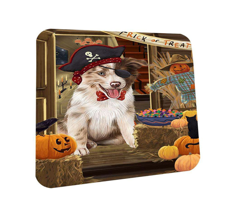 Enter at Own Risk Trick or Treat Halloween Border Collie Dog Coasters Set of 4 CST52990