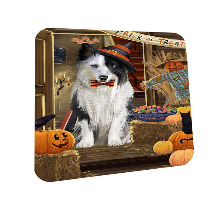 Enter at Own Risk Trick or Treat Halloween Border Collie Dog Coasters Set of 4 CST52992