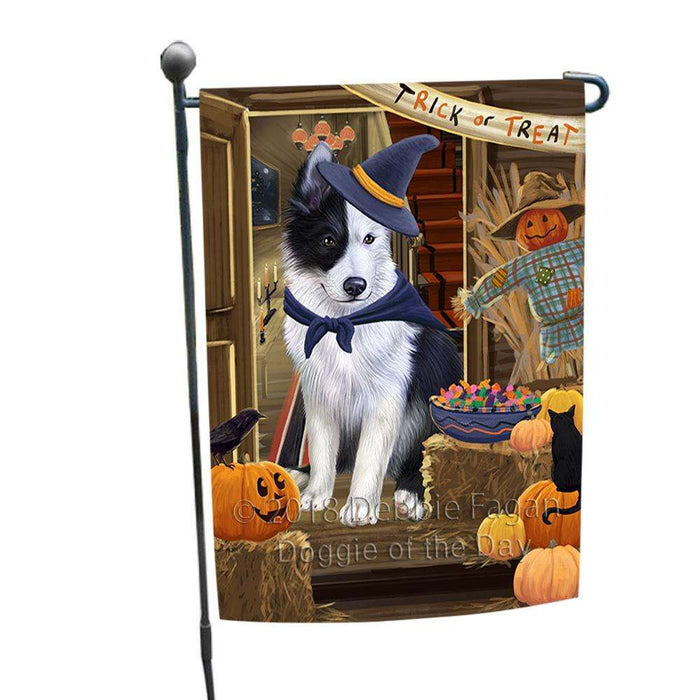 Enter at Own Risk Trick or Treat Halloween Border Collie Dog Garden Flag GFLG53091