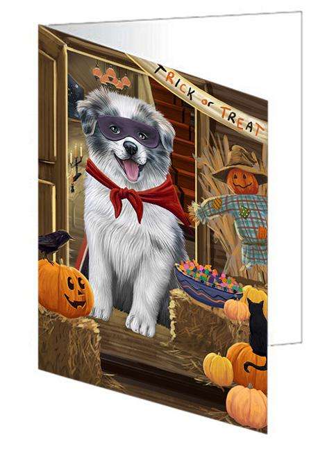 Enter at Own Risk Trick or Treat Halloween Border Collie Dog Handmade Artwork Assorted Pets Greeting Cards and Note Cards with Envelopes for All Occasions and Holiday Seasons GCD63119