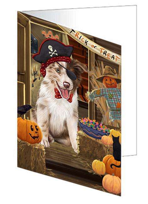 Enter at Own Risk Trick or Treat Halloween Border Collie Dog Handmade Artwork Assorted Pets Greeting Cards and Note Cards with Envelopes for All Occasions and Holiday Seasons GCD63122