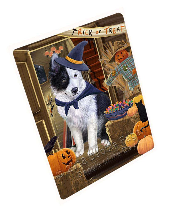 Enter At Own Risk Trick Or Treat Halloween Border Collie Dog Magnet Mini (3.5" x 2") MAG63531