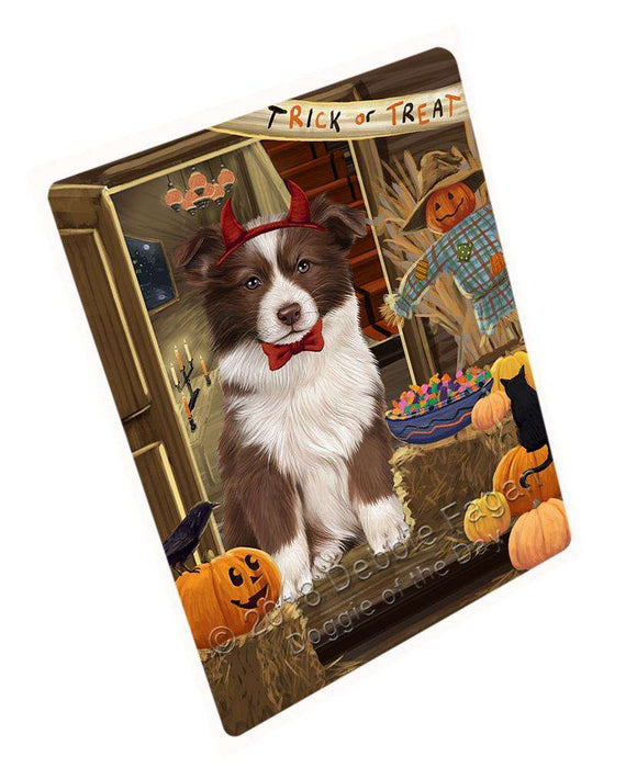 Enter At Own Risk Trick Or Treat Halloween Border Collie Dog Magnet Mini (3.5" x 2") MAG63540