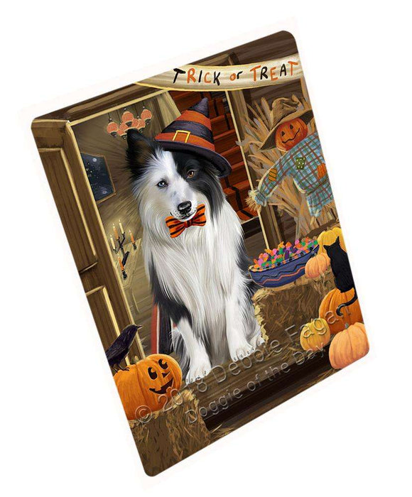 Enter At Own Risk Trick Or Treat Halloween Border Collie Dog Magnet Mini (3.5" x 2") MAG63543