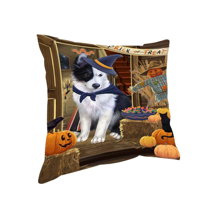Enter at Own Risk Trick or Treat Halloween Border Collie Dog Pillow PIL68624