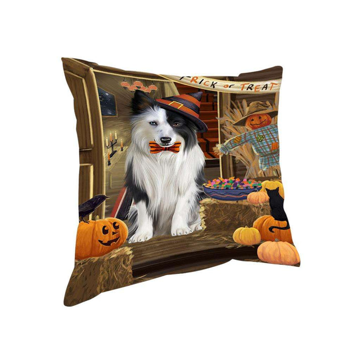 Enter at Own Risk Trick or Treat Halloween Border Collie Dog Pillow PIL68640