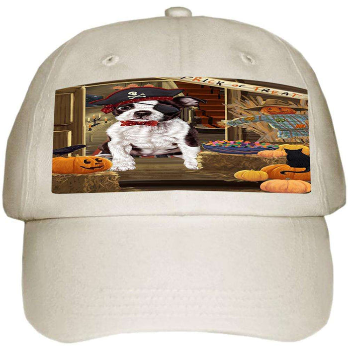 Enter at Own Risk Trick or Treat Halloween Boston Terrier Dog Ball Hat Cap HAT62841