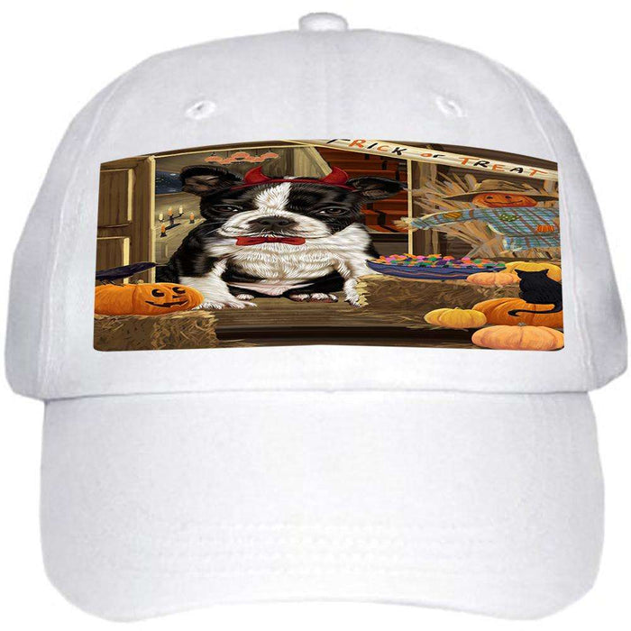 Enter at Own Risk Trick or Treat Halloween Boston Terrier Dog Ball Hat Cap HAT62844