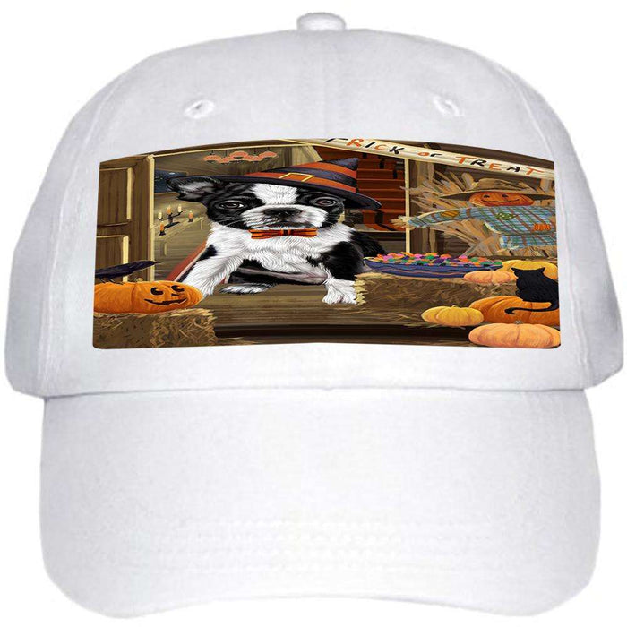 Enter at Own Risk Trick or Treat Halloween Boston Terrier Dog Ball Hat Cap HAT62847
