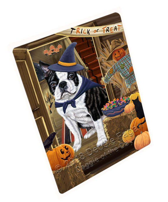 Enter at Own Risk Trick or Treat Halloween Boston Terrier Dog Cutting Board C63546