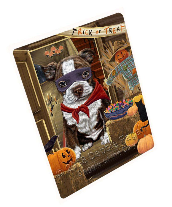 Enter at Own Risk Trick or Treat Halloween Boston Terrier Dog Cutting Board C63549