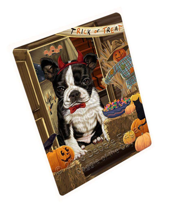 Enter at Own Risk Trick or Treat Halloween Boston Terrier Dog Cutting Board C63555