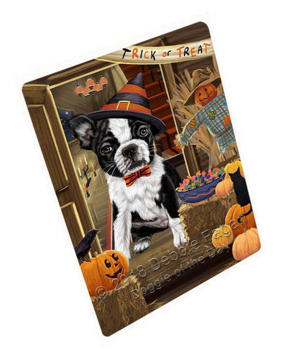 Enter at Own Risk Trick or Treat Halloween Boston Terrier Dog Cutting Board C63558