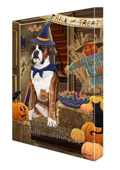 Enter at Own Risk Trick or Treat Halloween Boxer Dog Canvas Print Wall Art Décor CVS95201