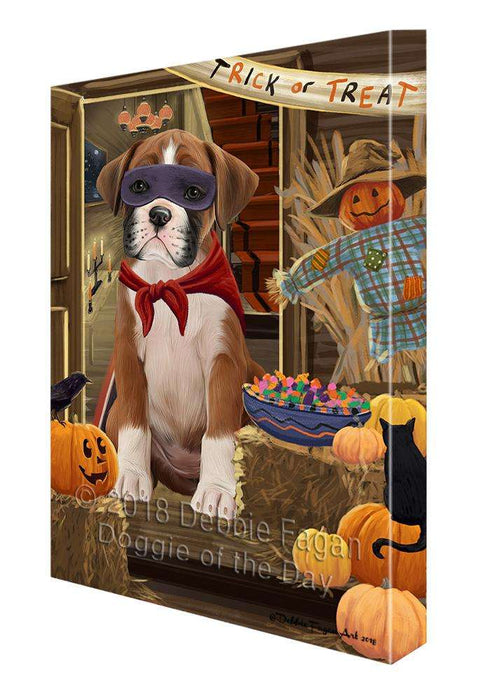 Enter at Own Risk Trick or Treat Halloween Boxer Dog Canvas Print Wall Art Décor CVS95210
