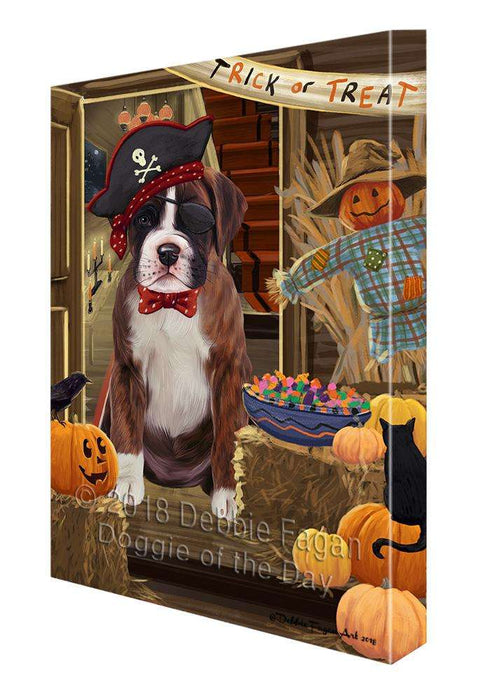 Enter at Own Risk Trick or Treat Halloween Boxer Dog Canvas Print Wall Art Décor CVS95219