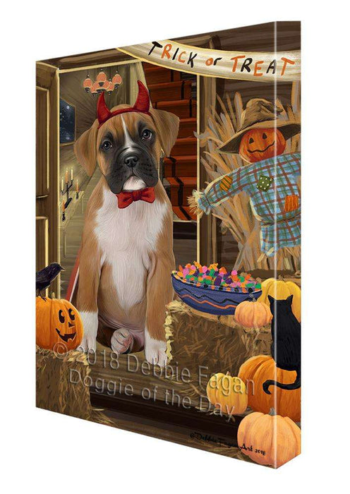 Enter at Own Risk Trick or Treat Halloween Boxer Dog Canvas Print Wall Art Décor CVS95228