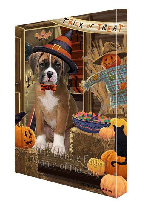 Enter at Own Risk Trick or Treat Halloween Boxer Dog Canvas Print Wall Art Décor CVS95237