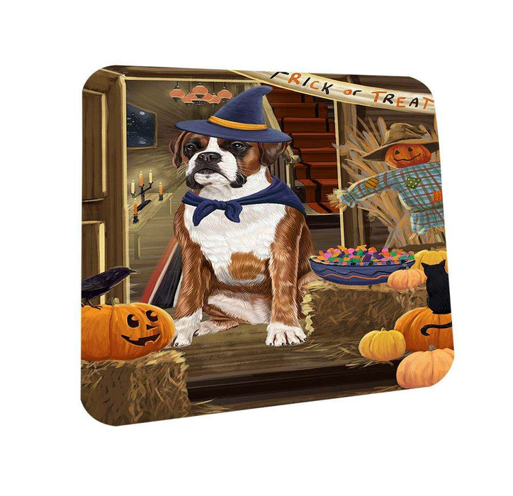 Enter at Own Risk Trick or Treat Halloween Boxer Dog Coasters Set of 4 CST52998