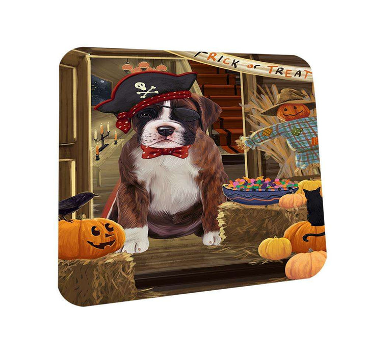 Enter at Own Risk Trick or Treat Halloween Boxer Dog Coasters Set of 4 CST53000