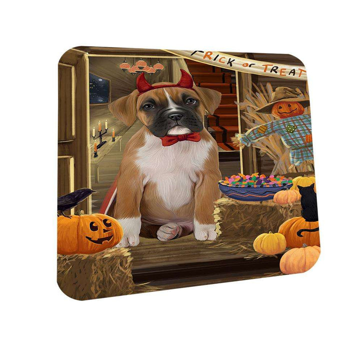 Enter at Own Risk Trick or Treat Halloween Boxer Dog Coasters Set of 4 CST53001