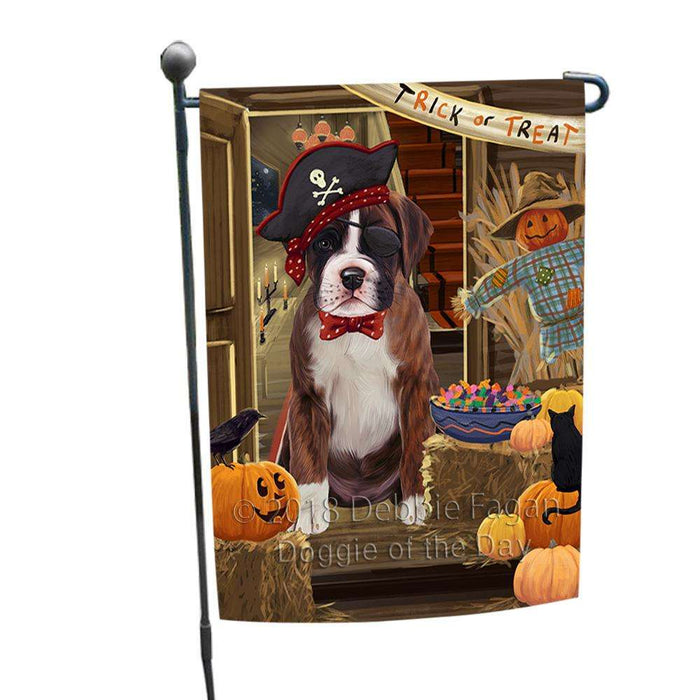Enter at Own Risk Trick or Treat Halloween Boxer Dog Garden Flag GFLG53103