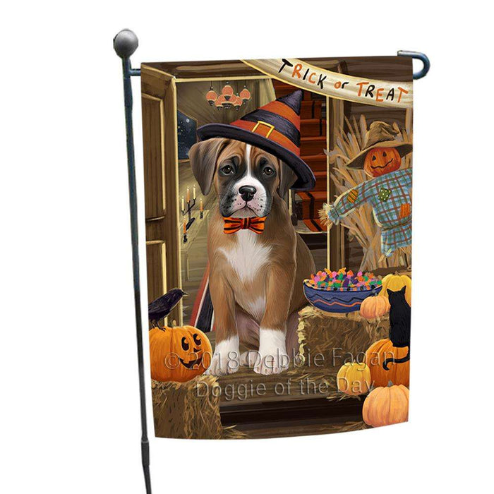 Enter at Own Risk Trick or Treat Halloween Boxer Dog Garden Flag GFLG53105