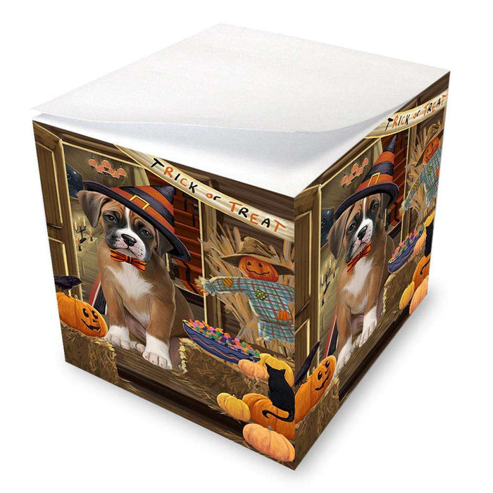 Enter at Own Risk Trick or Treat Halloween Boxer Dog Note Cube NOC53043