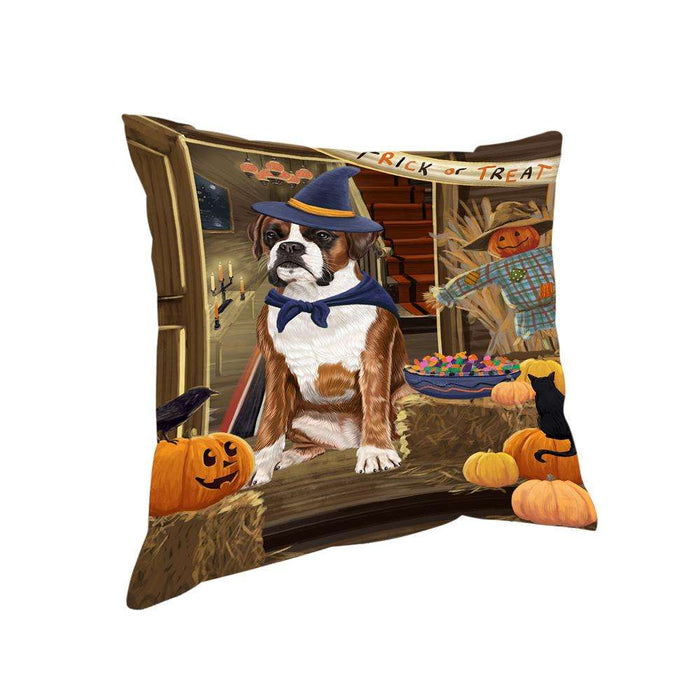 Enter at Own Risk Trick or Treat Halloween Boxer Dog Pillow PIL68664
