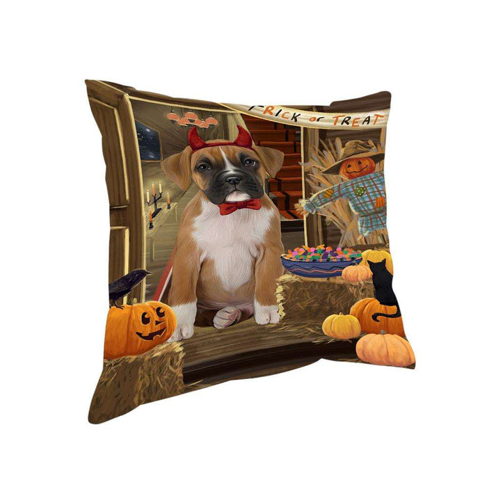 Enter at Own Risk Trick or Treat Halloween Boxer Dog Pillow PIL68676