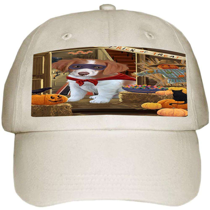 Enter at Own Risk Trick or Treat Halloween Brittany Spaniel Dog Ball Hat Cap HAT62868