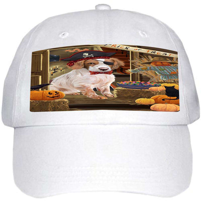 Enter at Own Risk Trick or Treat Halloween Brittany Spaniel Dog Ball Hat Cap HAT62871