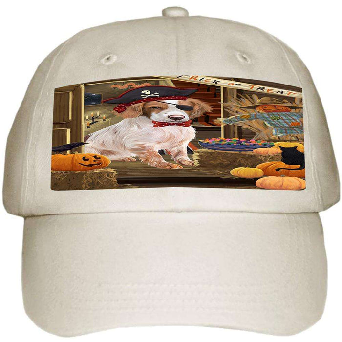 Enter at Own Risk Trick or Treat Halloween Brittany Spaniel Dog Ball Hat Cap HAT62871