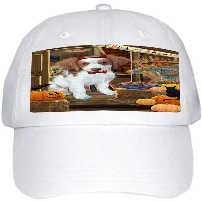 Enter at Own Risk Trick or Treat Halloween Brittany Spaniel Dog Ball Hat Cap HAT62874