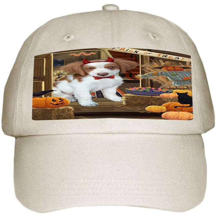 Enter at Own Risk Trick or Treat Halloween Brittany Spaniel Dog Ball Hat Cap HAT62874