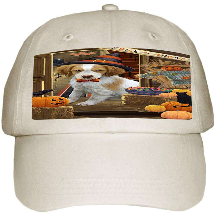 Enter at Own Risk Trick or Treat Halloween Brittany Spaniel Dog Ball Hat Cap HAT62877