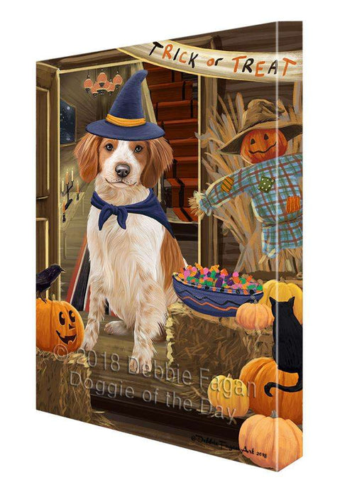 Enter at Own Risk Trick or Treat Halloween Brittany Spaniel Dog Canvas Print Wall Art Décor CVS95246