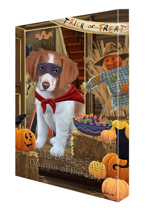 Enter at Own Risk Trick or Treat Halloween Brittany Spaniel Dog Canvas Print Wall Art Décor CVS95255