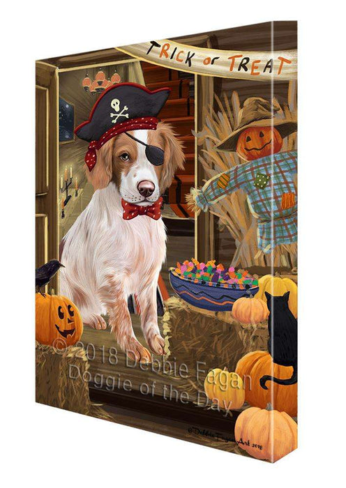 Enter at Own Risk Trick or Treat Halloween Brittany Spaniel Dog Canvas Print Wall Art Décor CVS95264