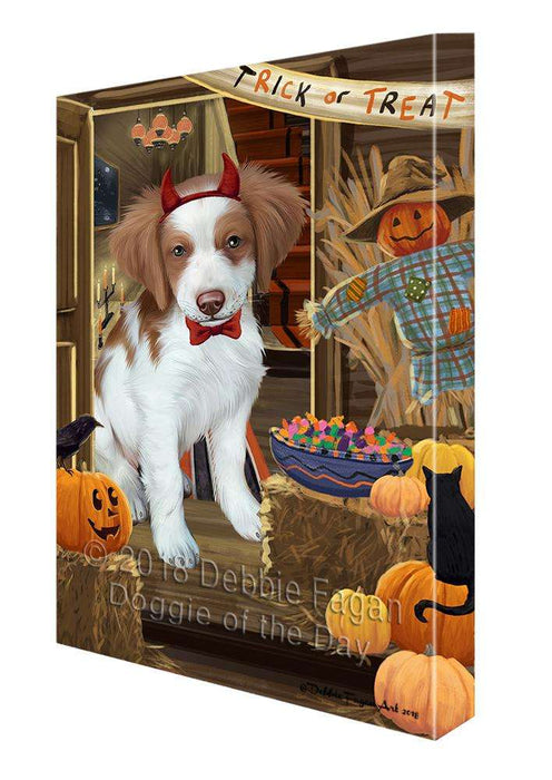Enter at Own Risk Trick or Treat Halloween Brittany Spaniel Dog Canvas Print Wall Art Décor CVS95273