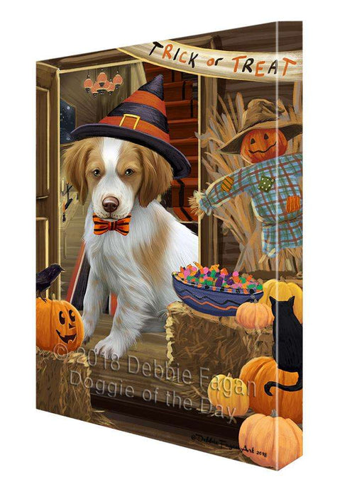 Enter at Own Risk Trick or Treat Halloween Brittany Spaniel Dog Canvas Print Wall Art Décor CVS95282